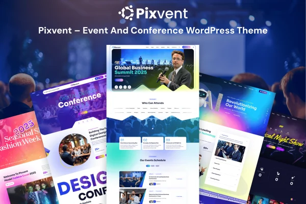 Pixvent event and conference WordPress theme preview