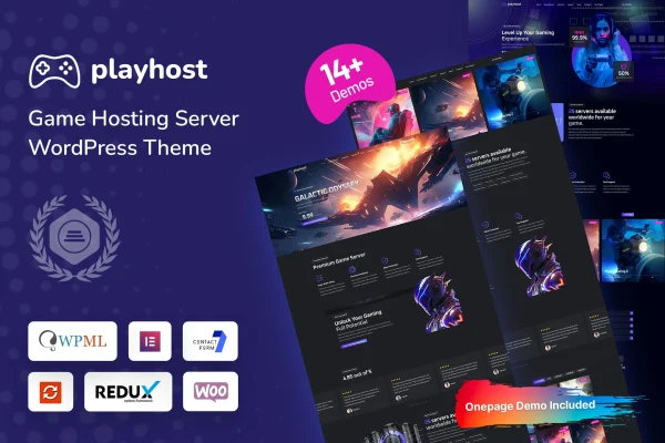 Playhost game hosting server WordPress theme preview