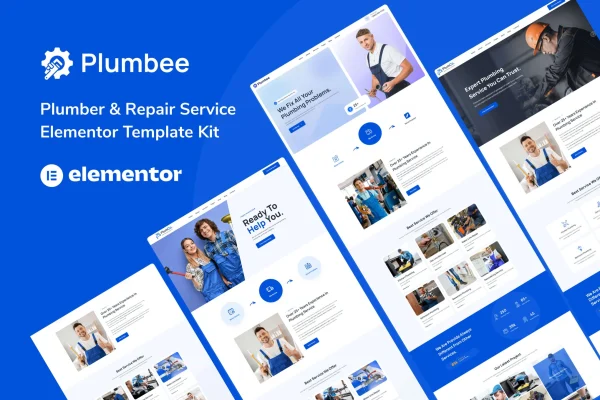 Plumbee plumber and repair services Elementor template kit preview
