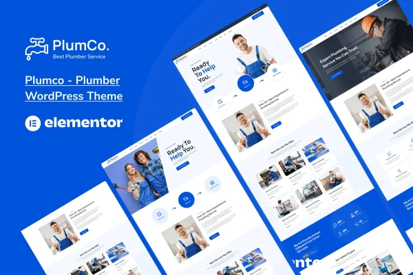 Plumco plumber WordPress theme preview