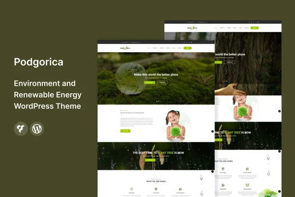 Podgorica environment and renewable energy WordPress theme preview