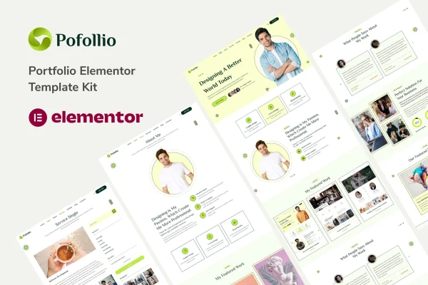 Pofollio portfolio Elementor template kit preview