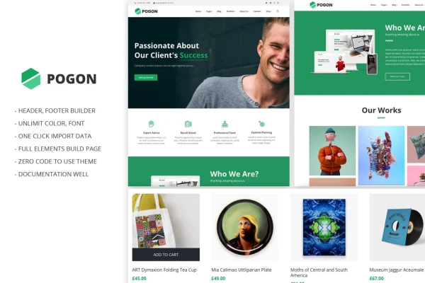 Pogon business and finance corporate WordPress theme preview