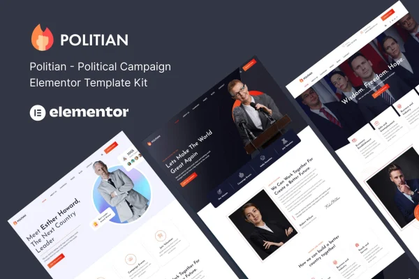 Politian political campaign and elections Elementor template kit preview