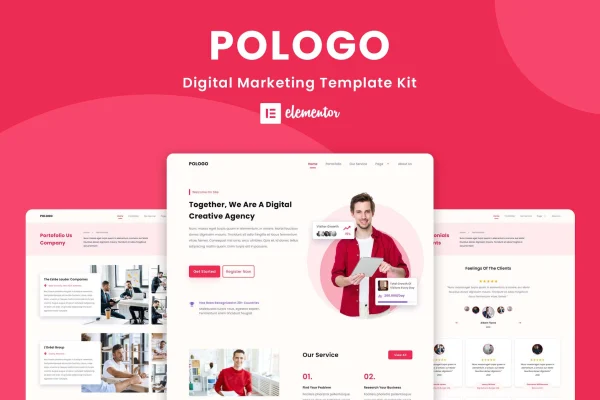 Pologo digital marketing Elementor template kit cover image