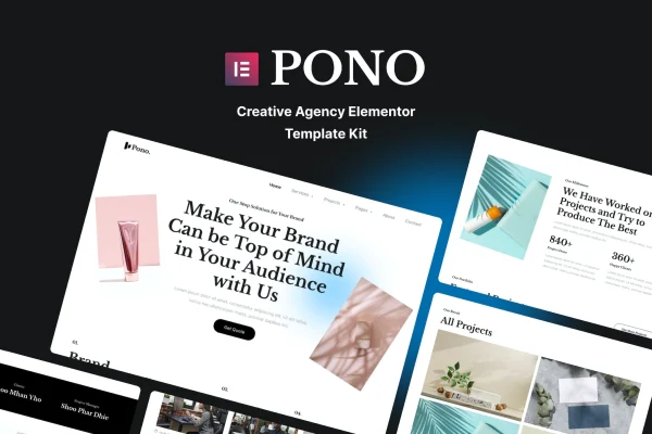 Pono creative agency Elementor template kit cover image