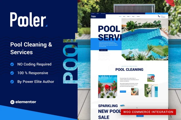 Pooler swimming pool cleaning services WordPress theme preview
