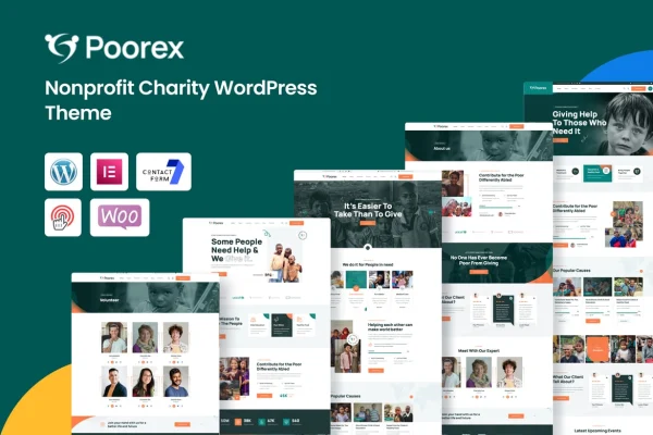 Poorex nonprofit charity WordPress theme preview