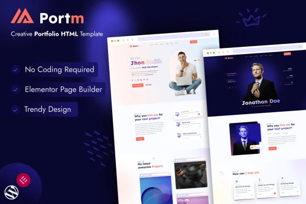 Portm personal portfolio WordPress theme preview