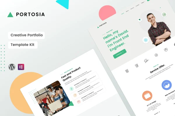 Portosia Creative Portfolio Elementor template kit cover image