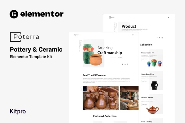 Poterra pottery and ceramic Elementor template kit preview