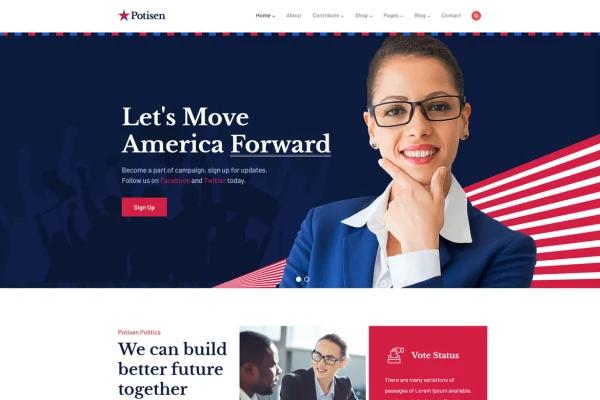 Potisen election and political WordPress theme preview