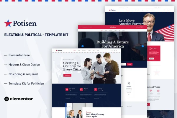 Potisen election and political campaign Elementor template kit preview