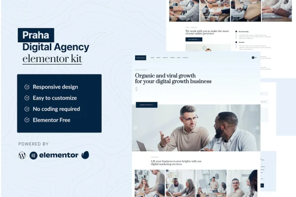Praha digital agency Elementor template kit cover image