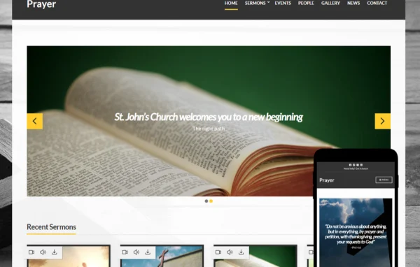 Prayer WordPress theme for churches cover image