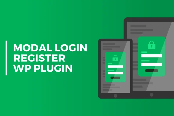 PressApps Modal Login plugin banner showing pop-up login and registration forms
