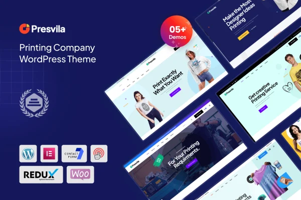Presvila printing company WordPress theme preview