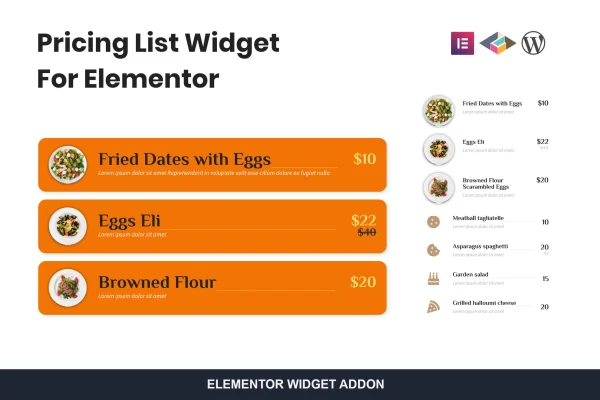 Pricing List Widget For Elementor plugin banner