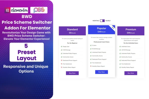 Pricing Scheme Switcher addon for Elementor banner