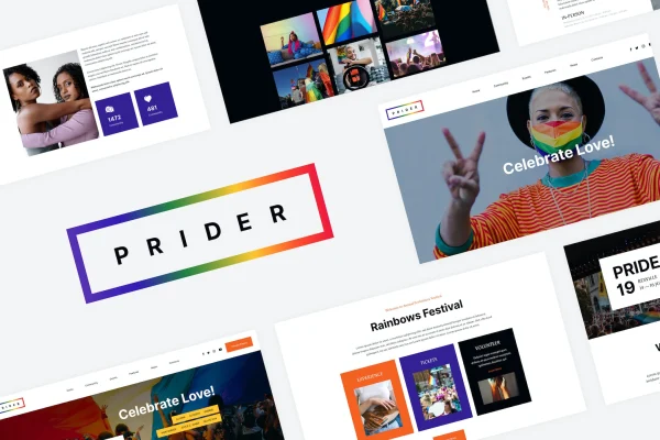 Prider LGBTQ pride festival Elementor template kit cover image