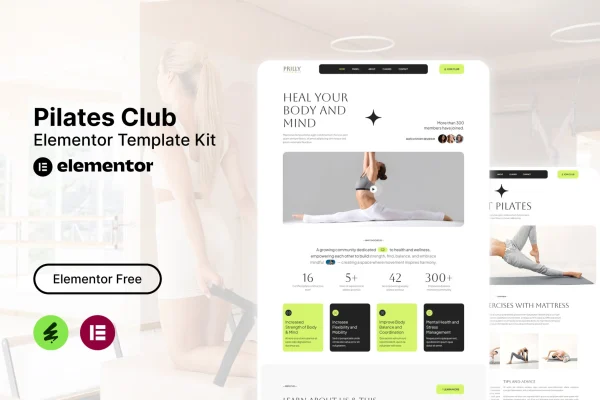 Prilly Pilates Club Elementor template kit cover image
