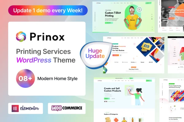 Prinox printing services WordPress theme preview