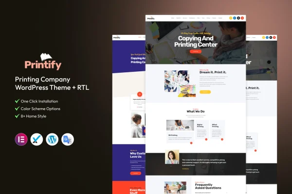 Printify printing company WordPress theme preview
