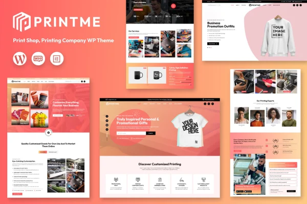 Printme printing services WooCommerce theme preview