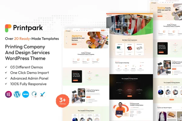 PrintPark printing company WordPress theme preview