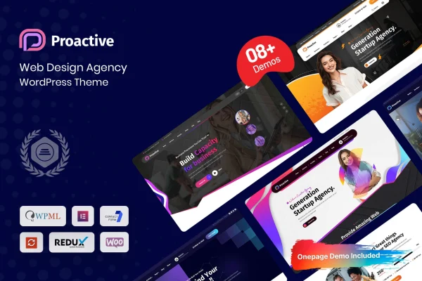 Proactive web design agency WordPress theme preview