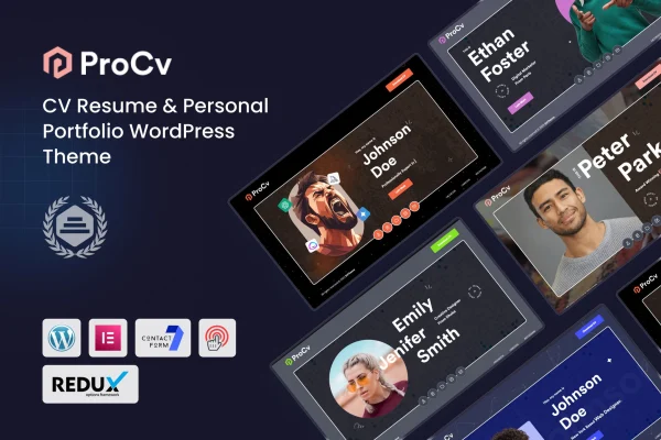 ProCv CV resume and personal portfolio WordPress theme preview