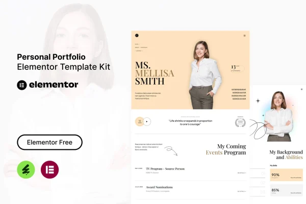 Profily personal portfolio Elementor template kit preview