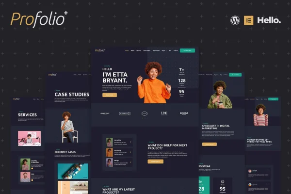 Profolio CV resume portfolio Elementor template kit preview