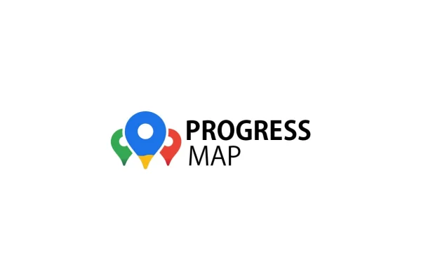 Progress Map plugin banner showing a Google Map with listing markers and a carousel