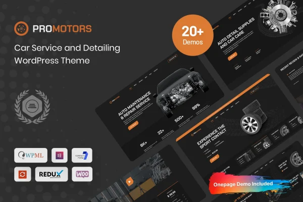 ProMotors car service and detailing WordPress theme preview