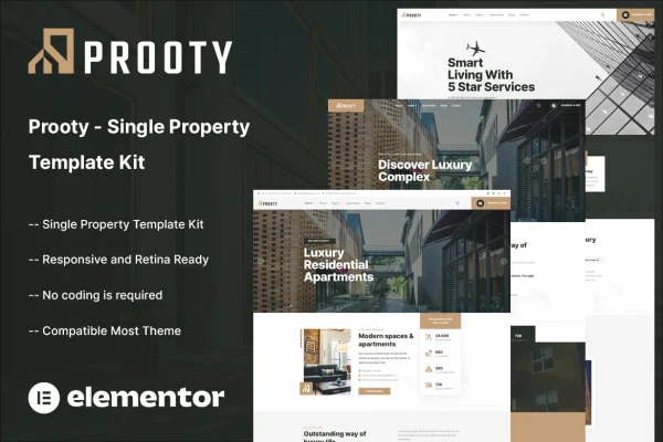 Prooty single property Elementor template kit cover image