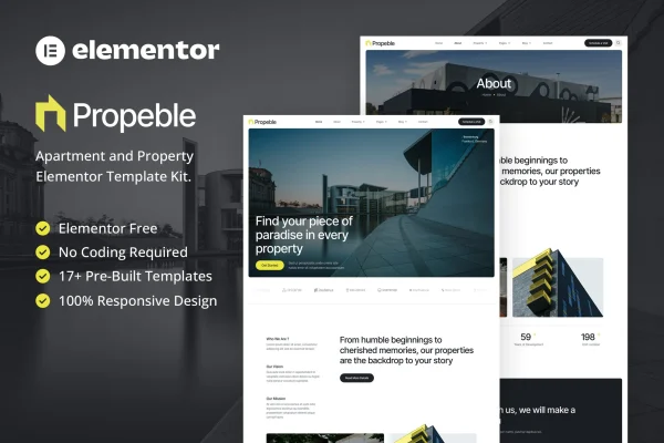 Propeble apartment and property Elementor template kit preview