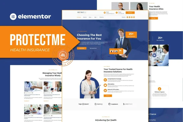 Protectme health insurance Elementor template kit preview