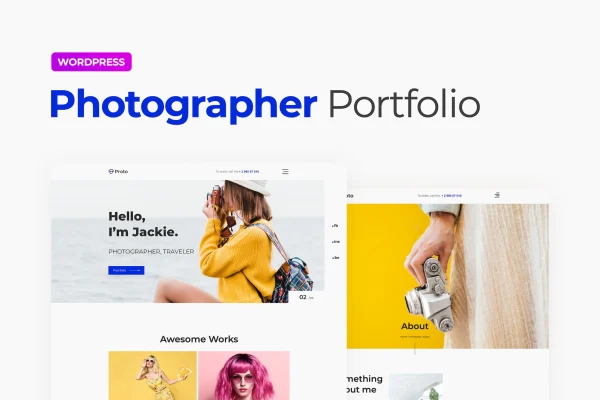 Proto photographer portfolio Elementor template kit preview