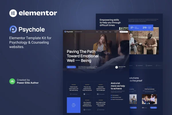 Psychole psychology and counseling Elementor template kit preview