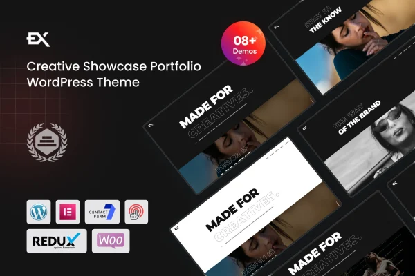Pucestar creative portfolio WordPress theme preview with fullscreen background imagery