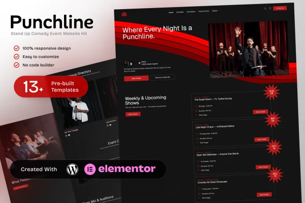 Punchline stand-up comedy Elementor template kit cover image