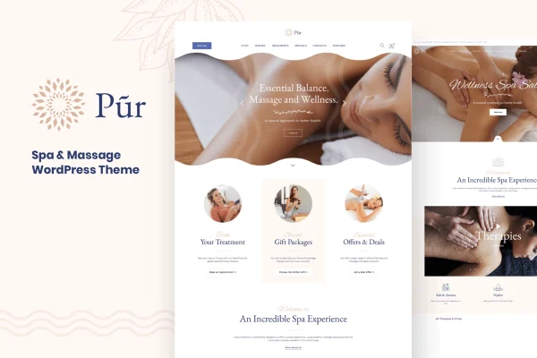 Pur wellness and spa WordPress theme preview