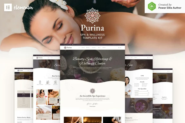 Purina spa and wellness Elementor template kit preview