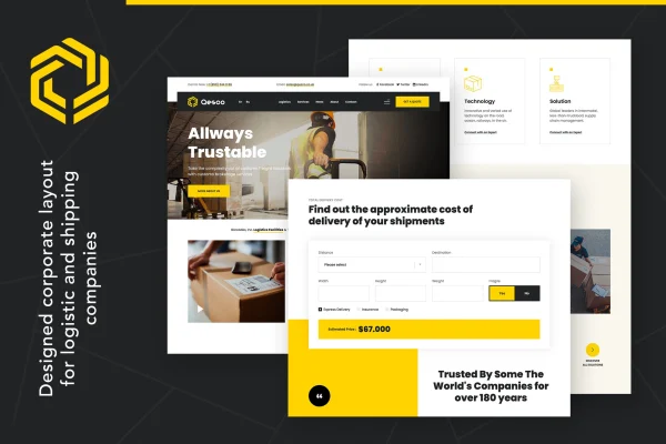 Qesco logistics and shipping company WordPress theme preview
