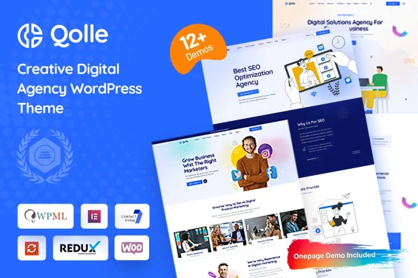 Qolle digital marketing agency WordPress theme preview