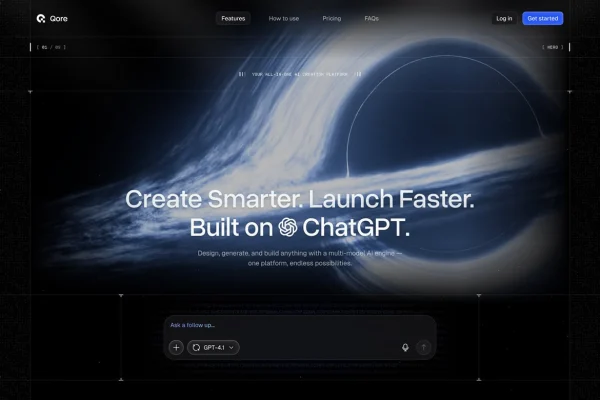Qore WordPress theme preview showing SaaS and startup website layouts
