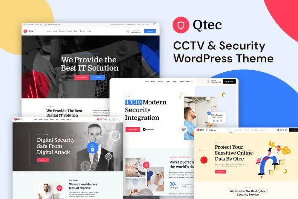 Qtec CCTV and security WordPress theme preview