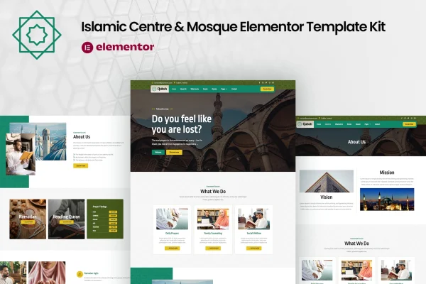 Qubsh Islamic centre and mosque Elementor template kit preview