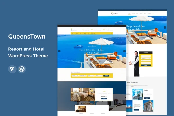 QueensTown resort and hotel WordPress theme preview